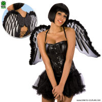 ALAS DE ÁNGEL NEGRAS CON BRILLO Y MARABÚ - 40x90 cm