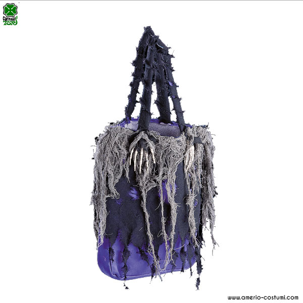Purple bag with skeleton hands 40x30 cm