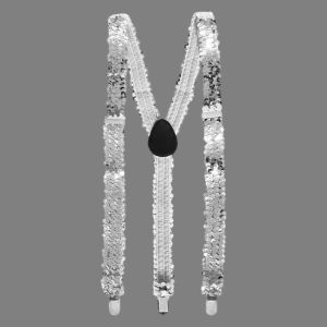 Silver Sequin Suspenders