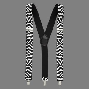 Zebra Print Suspenders Black White