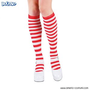 ROT/WEISS GESTREIFTE LANGE SOCKEN