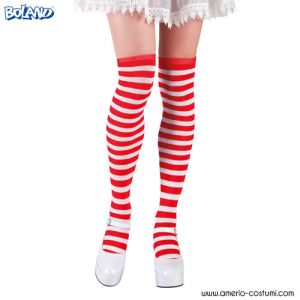 SEHR LANGE ROT/WEISS GESTREIFTE SOCKEN