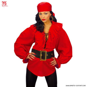Camisa Mujer Pirata Renacimiento Roja