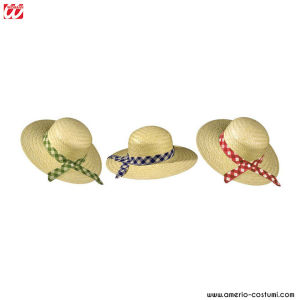 PEASANT STRAW HAT WITH ASSORTED RIBBON