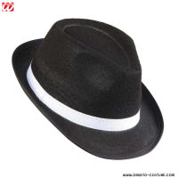 Cappello Trilby Nero con fascia bianca