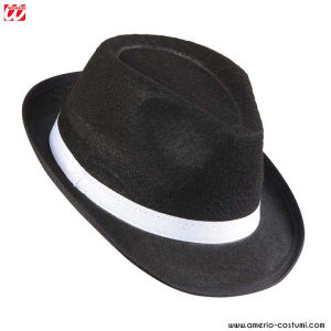 Cappello Trilby Nero con fascia bianca