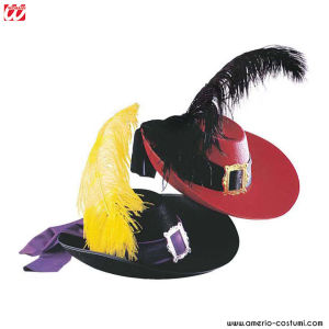MUSKETEER HAT WITH FEATHER - Av. 2 col.