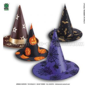 Pălărie de vrăjitoare din țesătură de culori asortate 35 cm