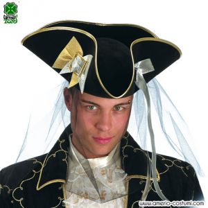 Tricornio Biflocado - VENECIANO NEGRO