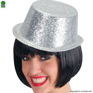 Top hat with silver glitter
