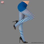 White Blue Striped Tights 70 den