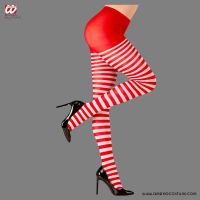 Meia-calça listrada Branco Vermelho 70 den