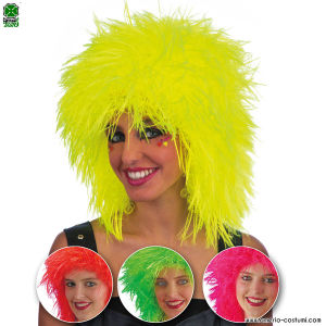FLUORESZIERENDE DISCO-DANCE-Perücke – in 4 Farben erhältlich.