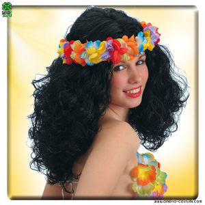 PELUCA HAWAIANA NEGRA CON CORONA
