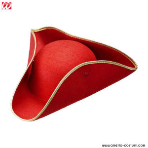 Pălărie tricorn din fetru roșu