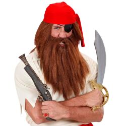Primitive Piratenperücke mit braunem Bart