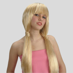 VERY LONG BLONDE WIG WITH FRINGE AND PIGUTIONS