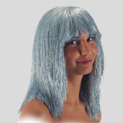 FLASH LAME' LONG SILVER WIG