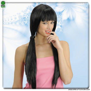 VERY LONG BRUNETTE WIG WITH FRINGE AND PIGUTIONS