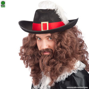 Wig Musketeer with lace and mustache