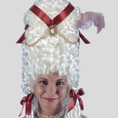 PERRUQUE POMPADOUR AVEC DÉCORATIONS - Blanche