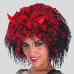Peruca RED DEVIL COM CHIFRES