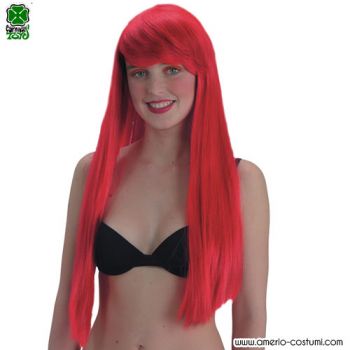 Peluca muy larga con flequillo rojo