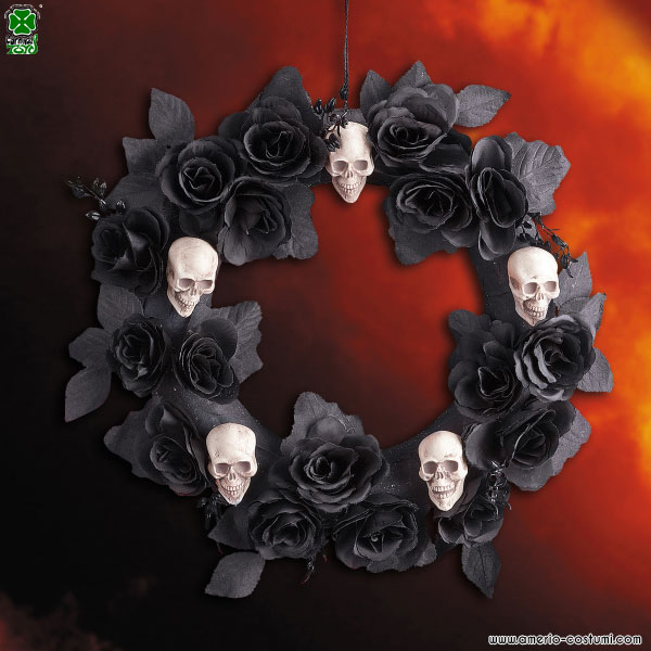 Garland with black roses and skulls