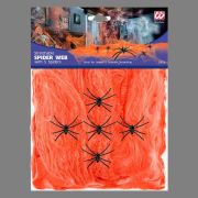 Spinnennetz mit 5 Spinnen – 100 g Orange