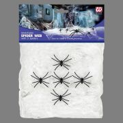 Spinnennetz mit 5 Spinnen – 100 g Weiß