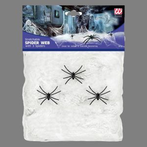 Spider Web with 3 Spiders – 50 g White
