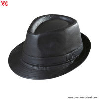 Cappello Fedora Nero Similpelle