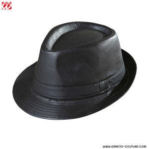 Black Faux Leather Fedora Hat
