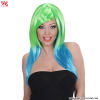 Perruque bicolore verte turquoise