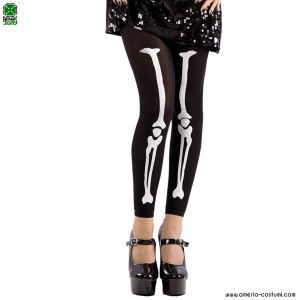 BLACK LEGGINGS WITH SKELETON BONES