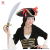 Piraten-Tricorn-Hut mit goldener Verzierung und Schleifen