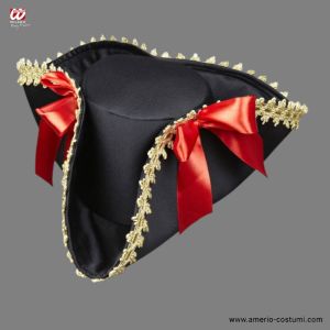 Pălărie Tricorn de Pirații cu Detalii Aurii și Funde