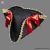 Chapeau tricorne de pirate avec finition dorée et nœuds