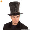 Black Lace-Up Steampunk Top Hat