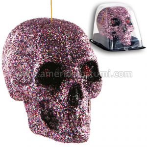 Skull with multicolor glitter to hang 16 cm