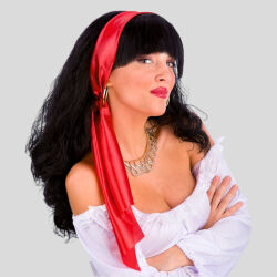 PERRUQUE GITAN AVEC BANDEAU ET BOUCLES D'OREILLES