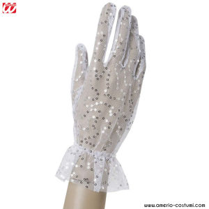 PAIRE DE GANTS RÉSILLE À PAILLETTES - BLANCS