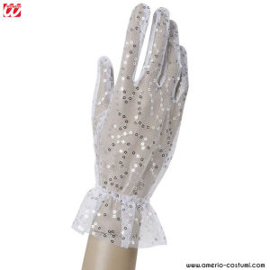PAIRS OF SEQUINED MESH GLOVES - WHITE