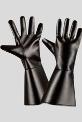 Par de guantes de cuero sintético negros para disfraces