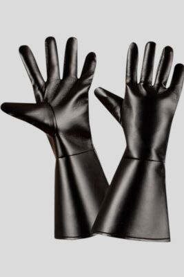 Par de guantes de cuero sintético negros para disfraces