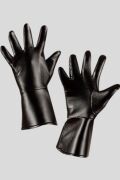 Par de guantes negros de cuero sintético para niños para disfraces