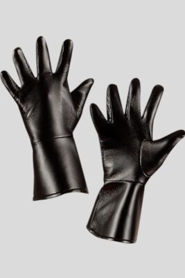 Pereche de mănuși negre din piele ecologică pentru copii pentru costume