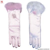 PAIR OF LONG GLAMOROUS GLOVES IN SATIN WITH MARABOU - Tg. Girl - disp. 2 col.