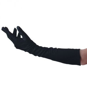 PAIR OF GLOVES IN BLACK STRETCH COTTON - 50 cm