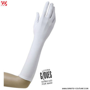PAIRS OF GLOVES IN LYCRA - 37 cm - WHITE
